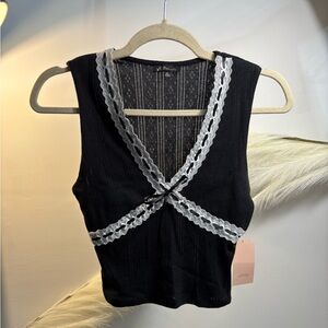 Black Tang Top With Laces